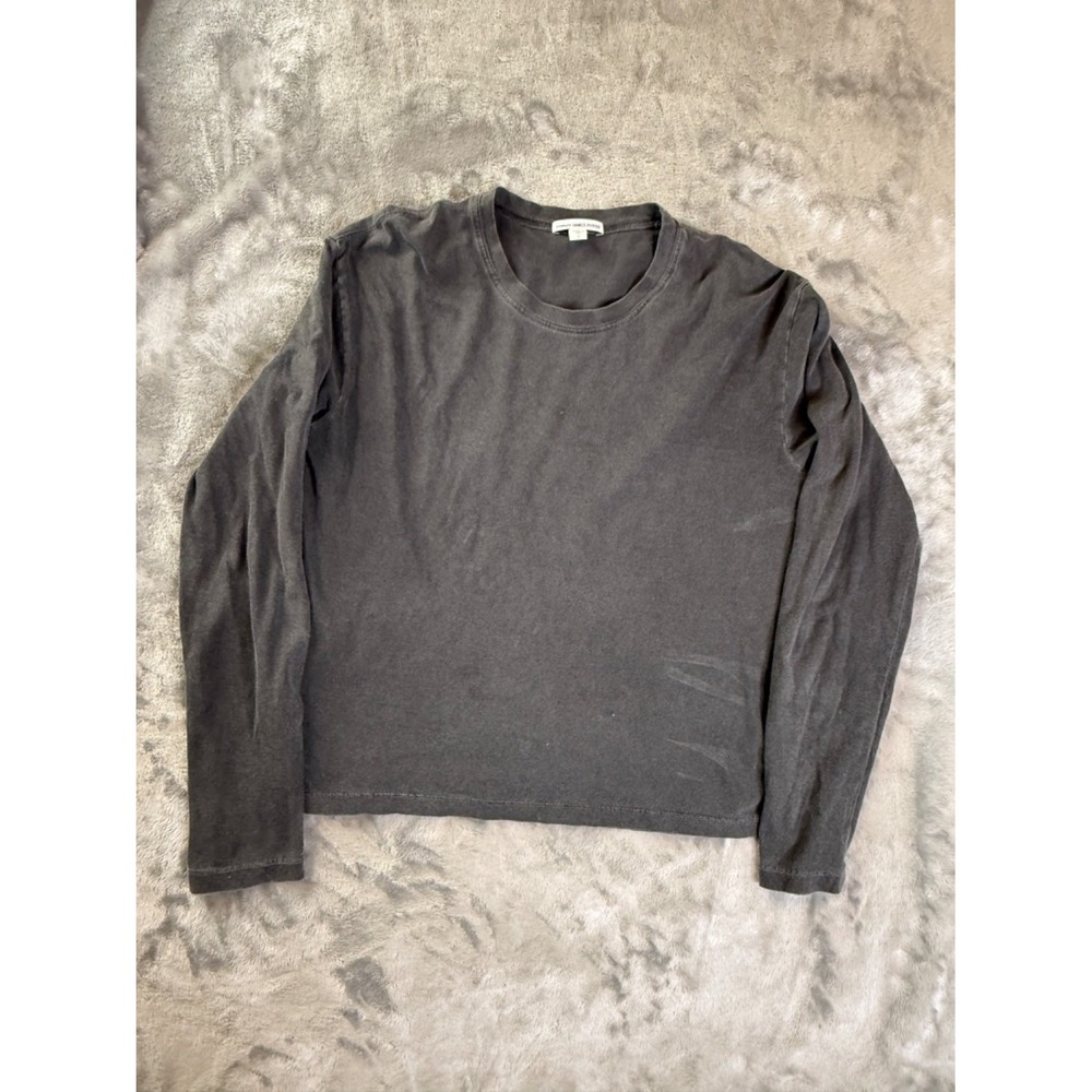 James Perse T-Shirt Standard Womens Size 1 Black Crew Neck Long Sleeve